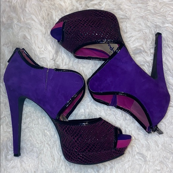 Rockabilly Jessica Simpson Purple & Pink Heels stilettos 8.5 Zip up the back - Picture 8 of 8